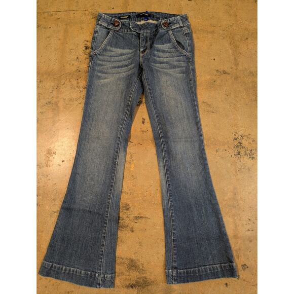 Vigoss Denim - VIGOSS Woman's Jeans Fit & Flare Size 27" 3/4 Stretch Destressed Wash Wide Leg
